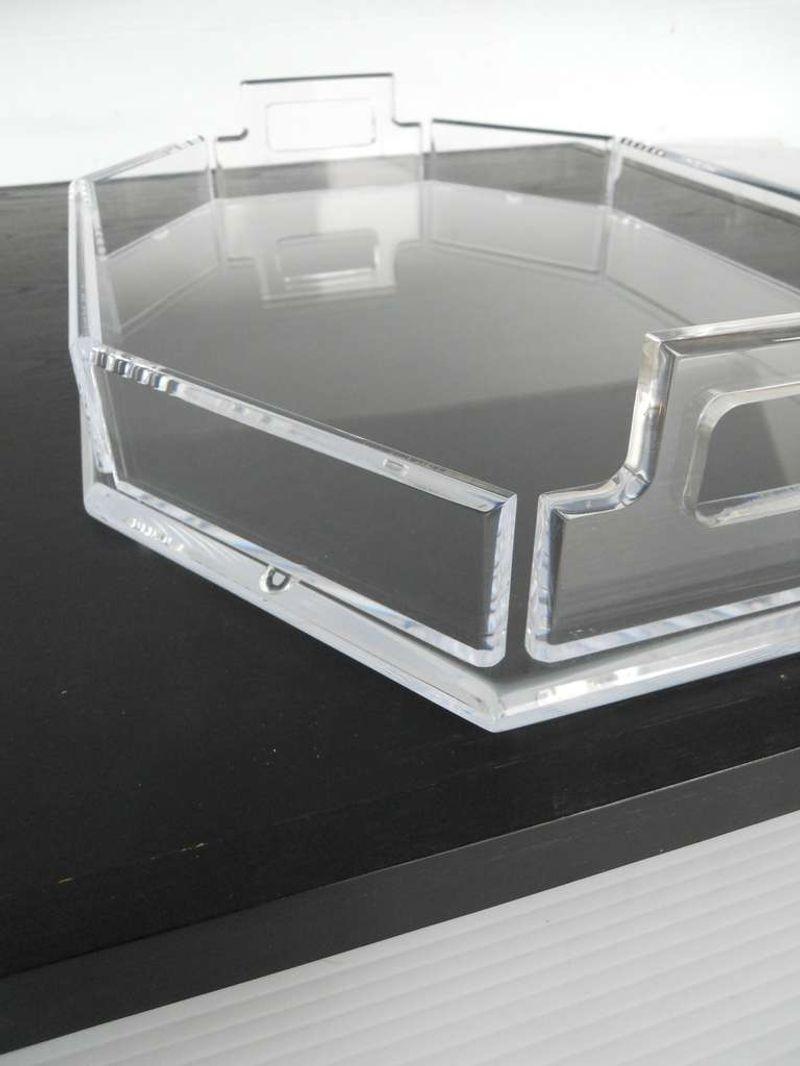 Classy Pair of Clear Lucite Trays For Sale 1