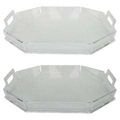 Classy Pair of Clear Lucite Trays