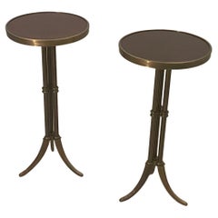 Classy Pair of Small Round Mahogany and Brass Round Gueridon Side Tables