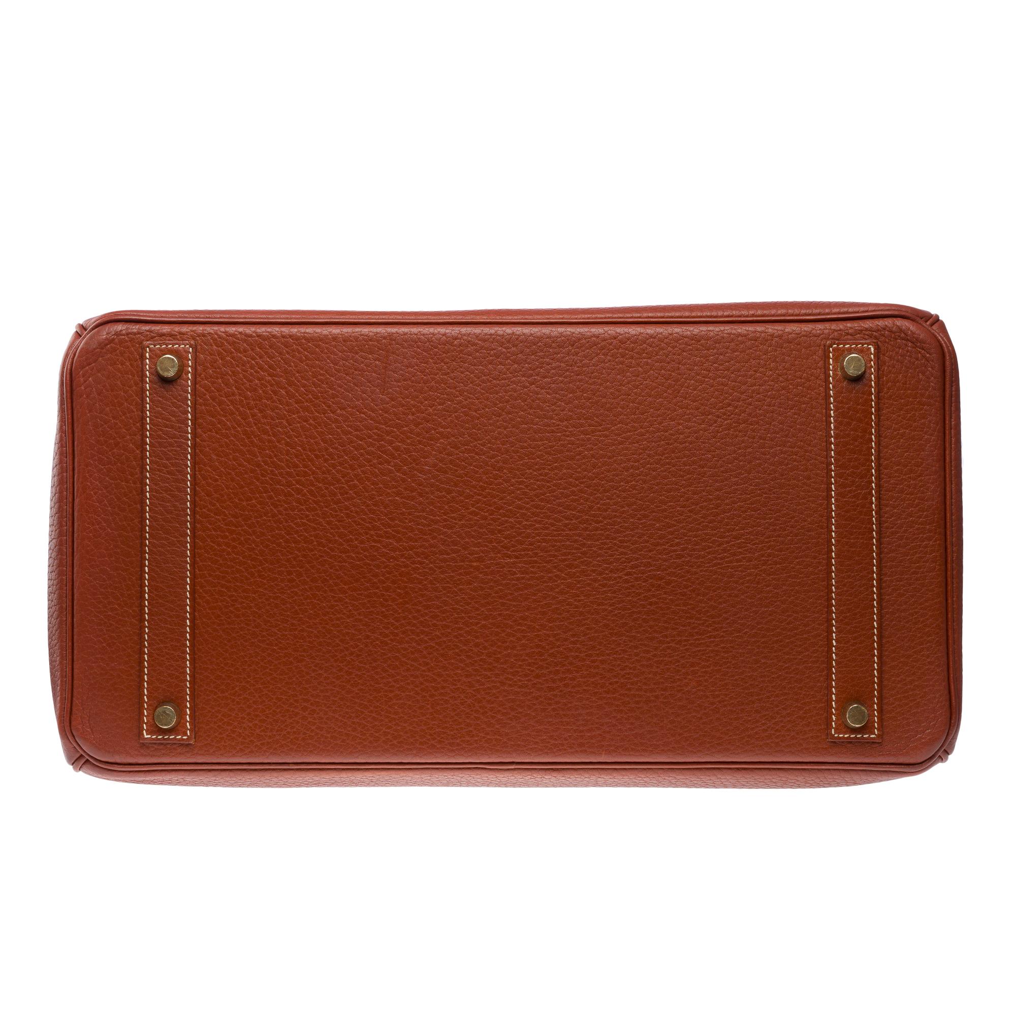 Classy & Rare Hermes Birkin 40 handbag in Brick Fjord leather, GHW 7