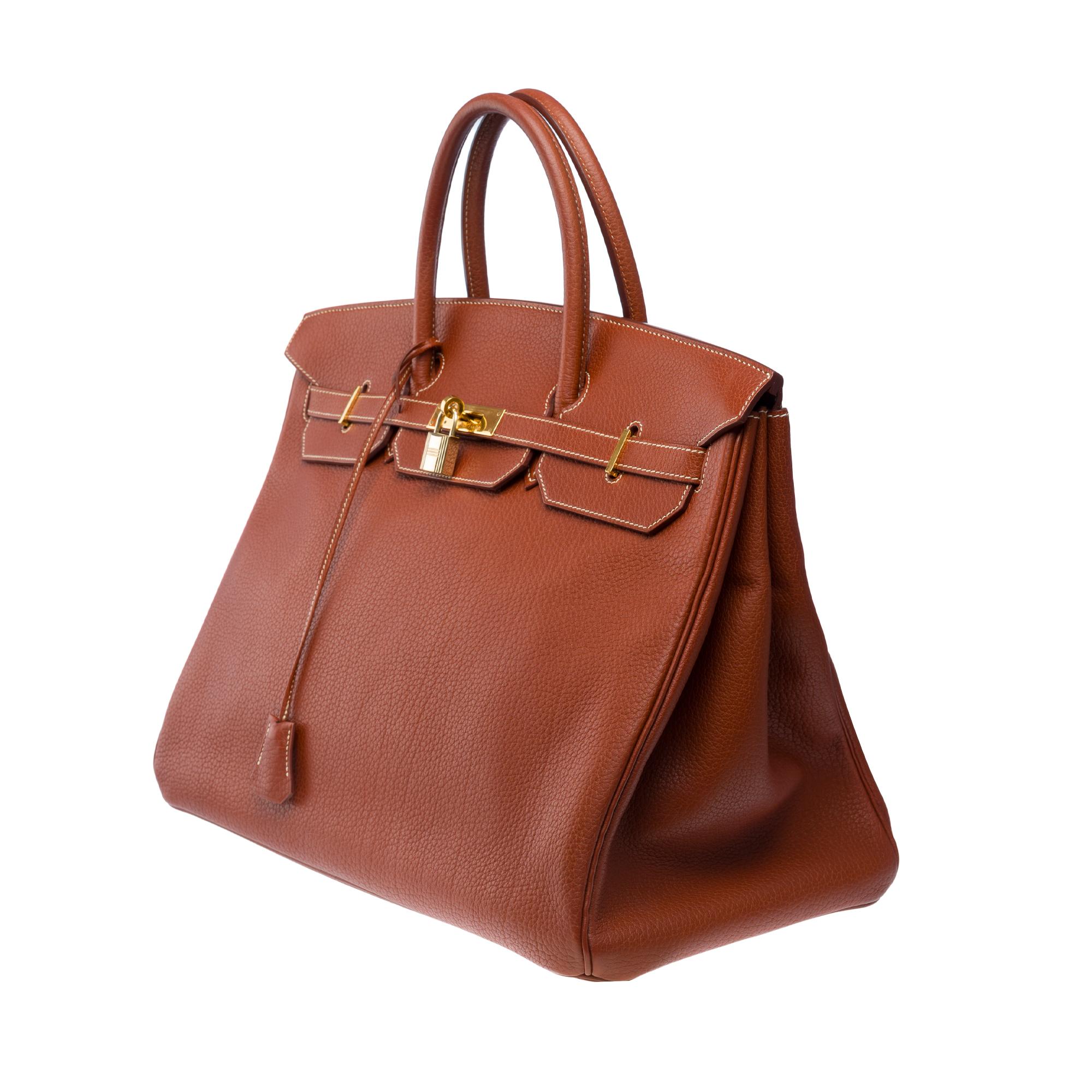 Classy & Rare Hermes Birkin 40 handbag in Brick Fjord leather, GHW 1