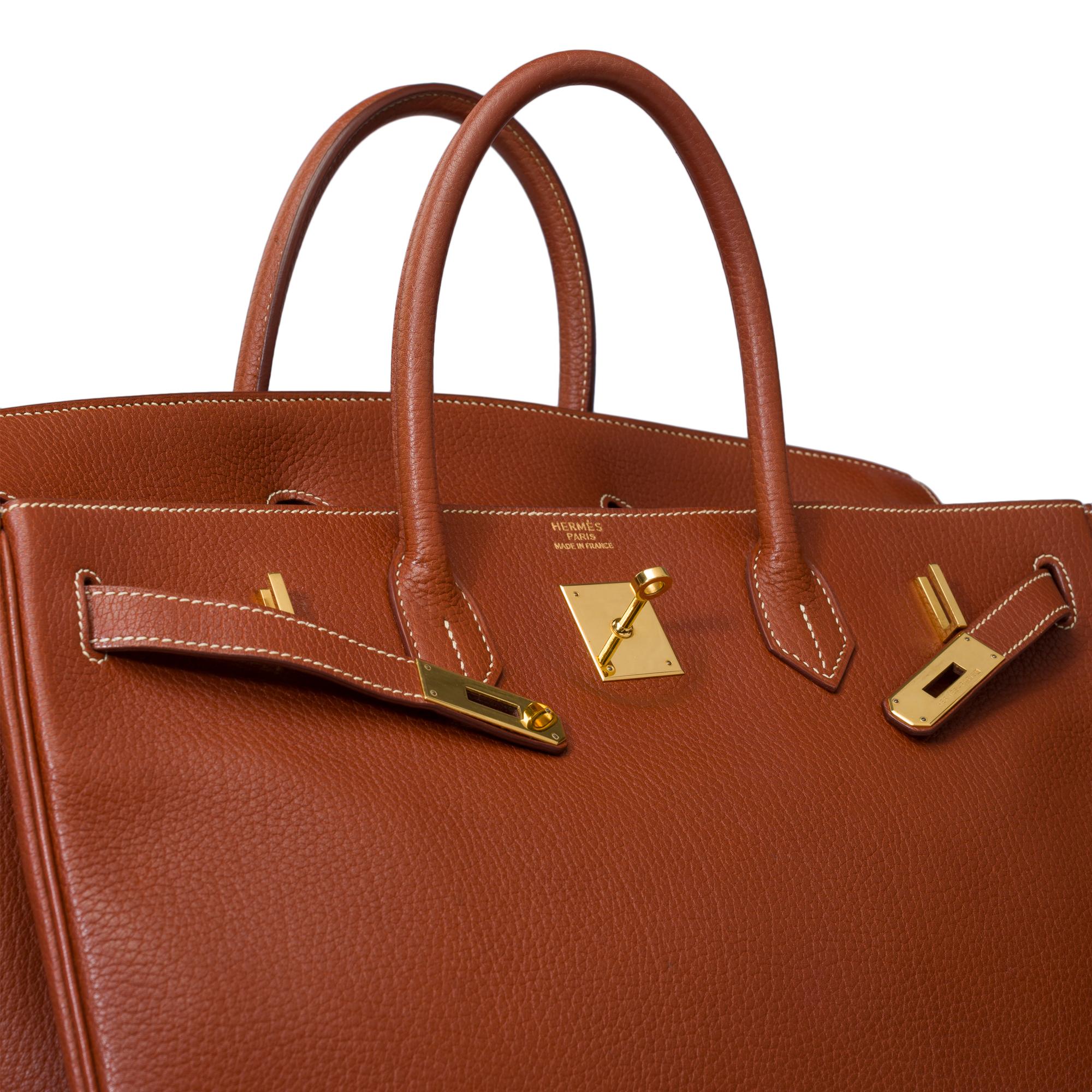 Classy & Rare Hermes Birkin 40 handbag in Brick Fjord leather, GHW 3