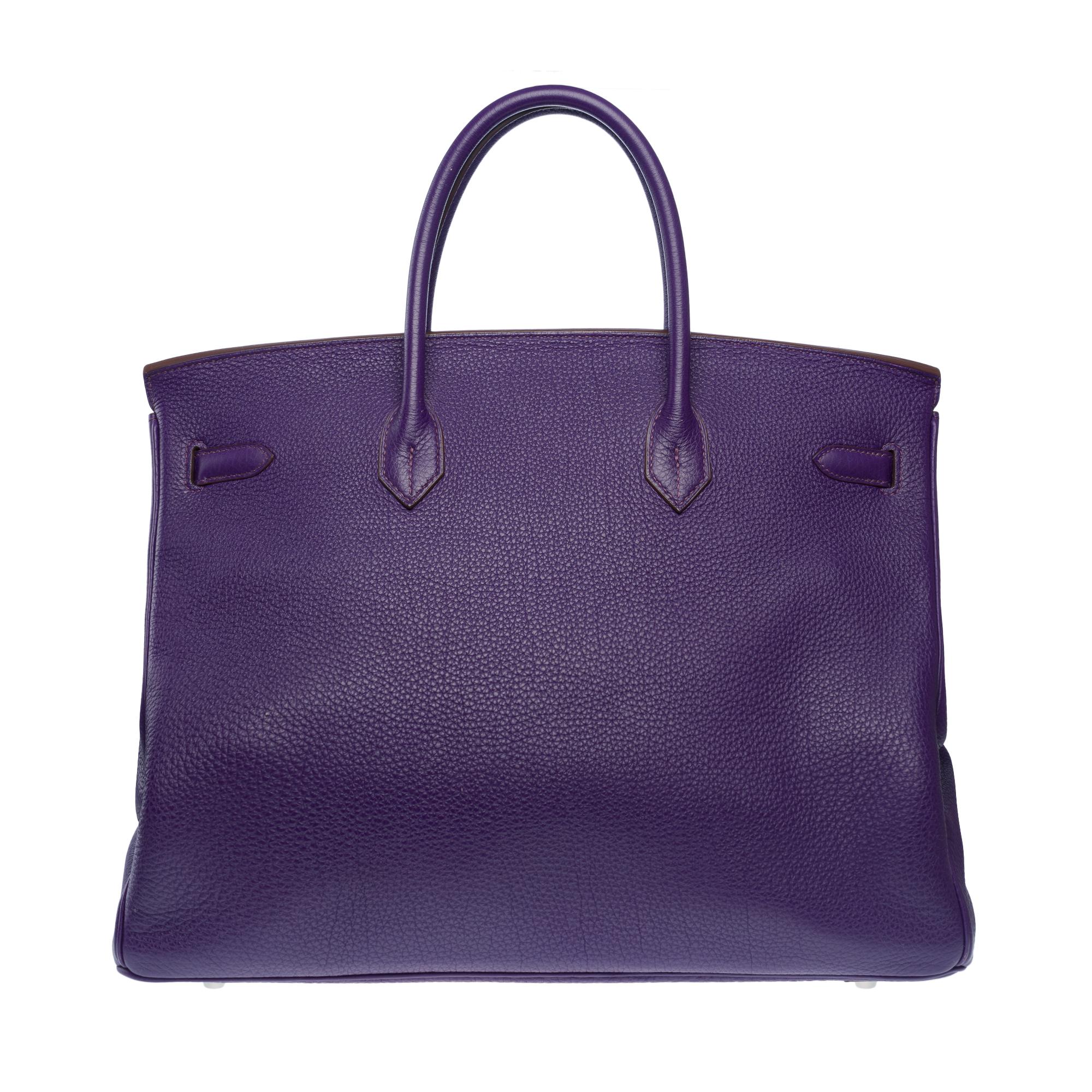 Classy & Rare Hermes Birkin 40 handbag in Iris Purple Togo leather, SHW In Good Condition In Paris, IDF