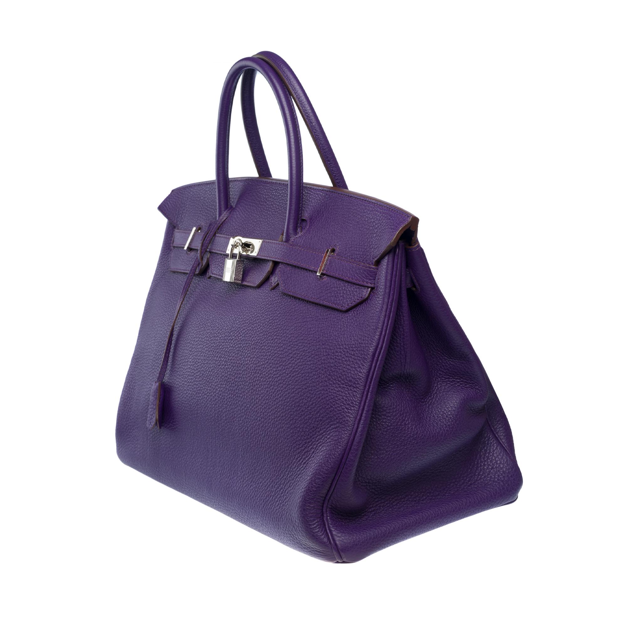 Women's or Men's Classy & Rare Hermes Birkin 40 handbag in Iris Purple Togo leather, SHW