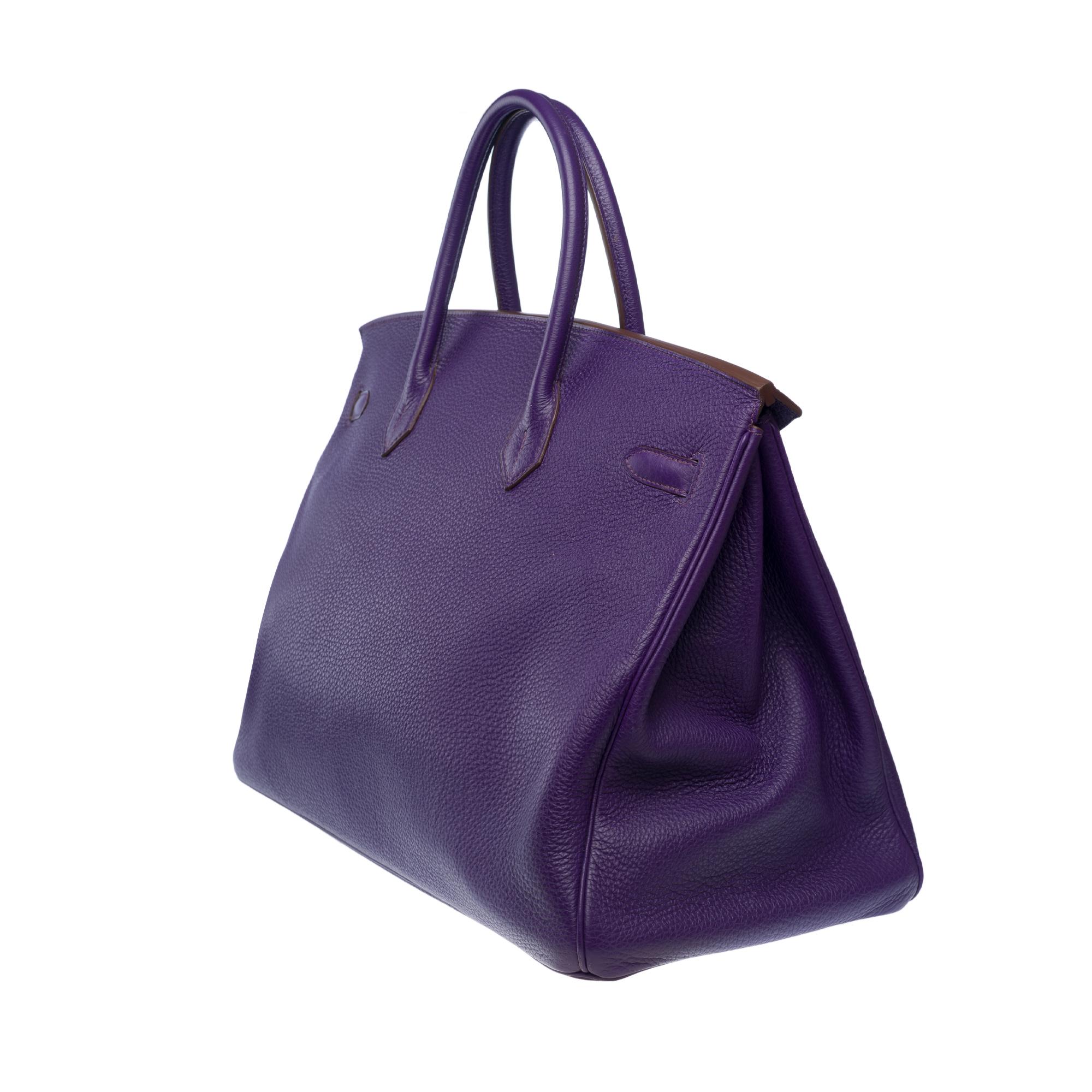 Classy & Rare Hermes Birkin 40 handbag in Iris Purple Togo leather, SHW 1
