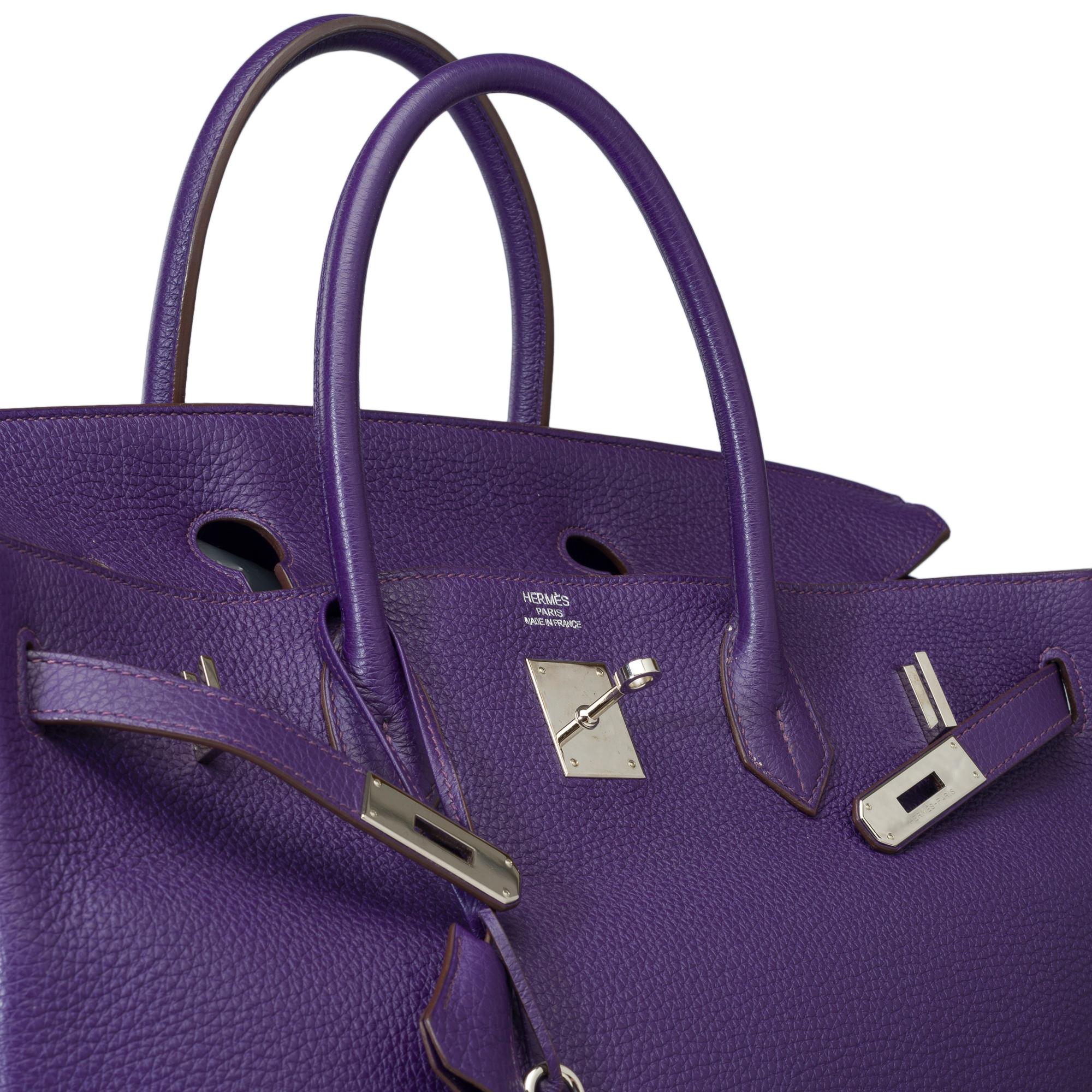 Classy & Rare Hermes Birkin 40 handbag in Iris Purple Togo leather, SHW 2