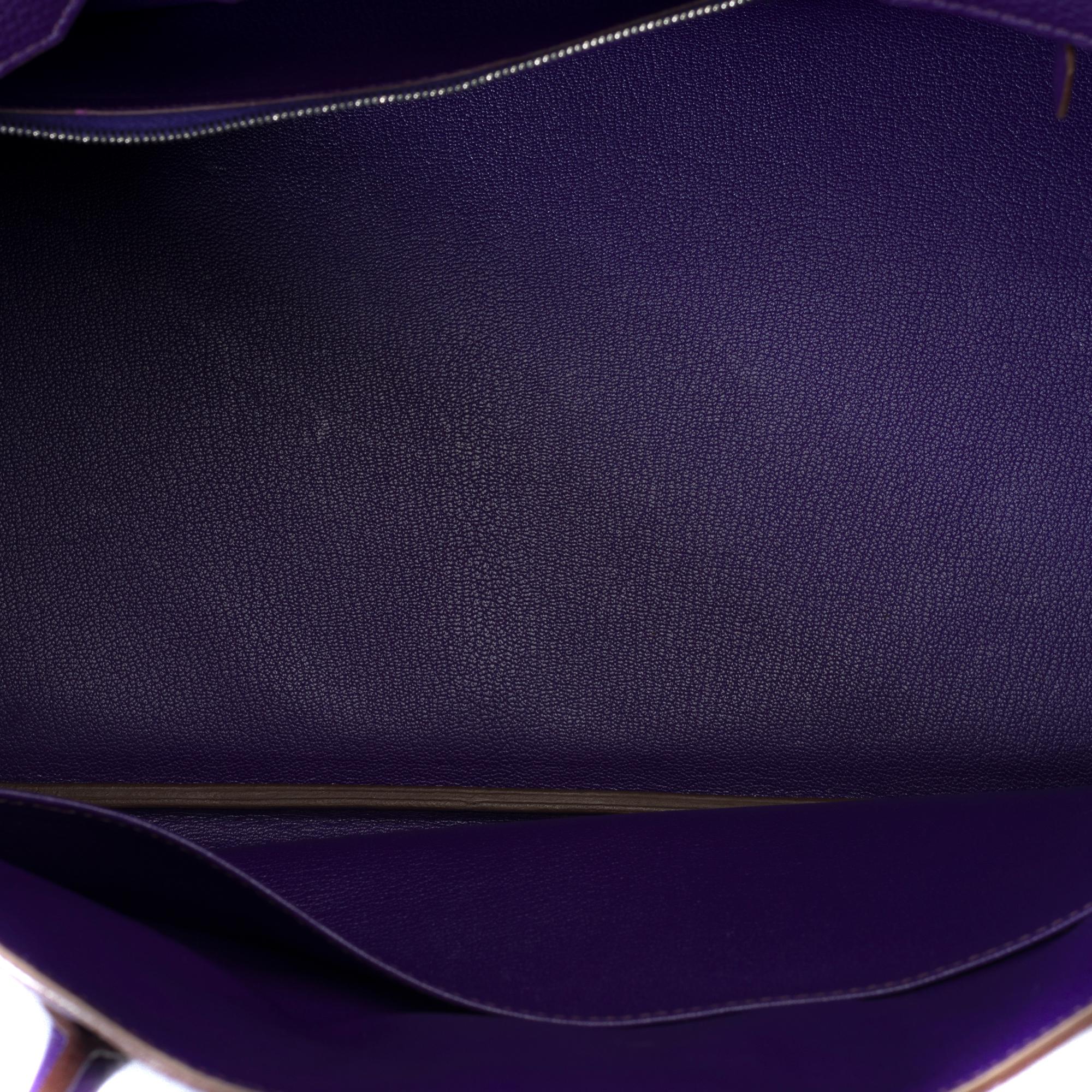Classy & Rare Hermes Birkin 40 handbag in Iris Purple Togo leather, SHW 4