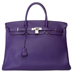 Classy & Rare Hermes Birkin 40 handbag in Iris Purple Togo leather, SHW
