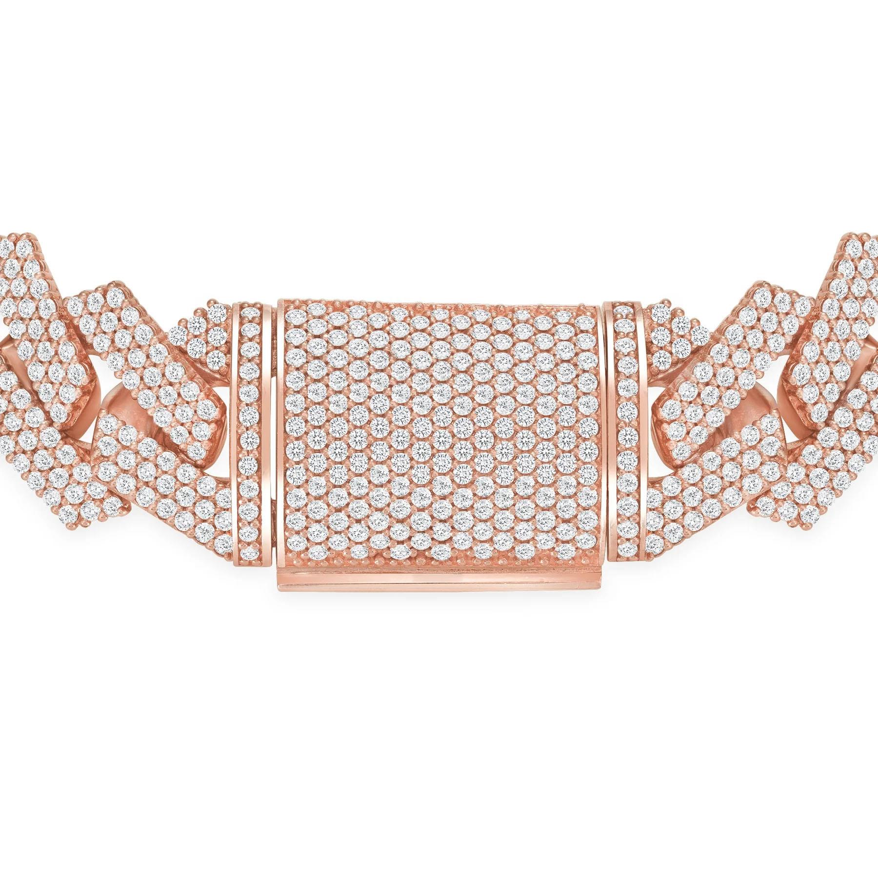 Moderne Bracelet à maillons cubains en or 18K avec diamants pavés en vente