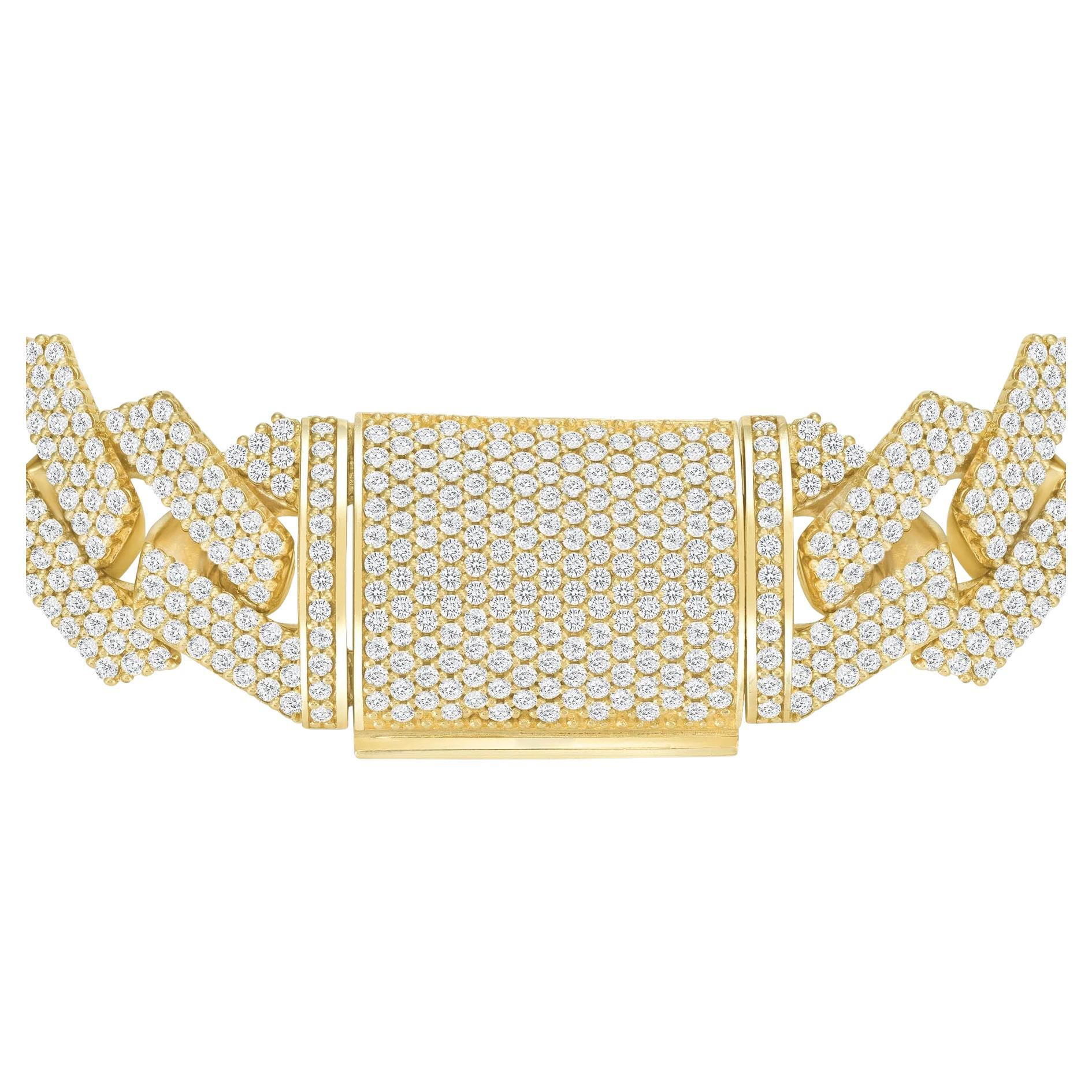Pave Diamond 18K Gold Cuban Link Bracelet