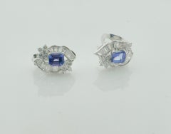 Elegant Tanzanite & Diamond Earrings in 18K White Gold