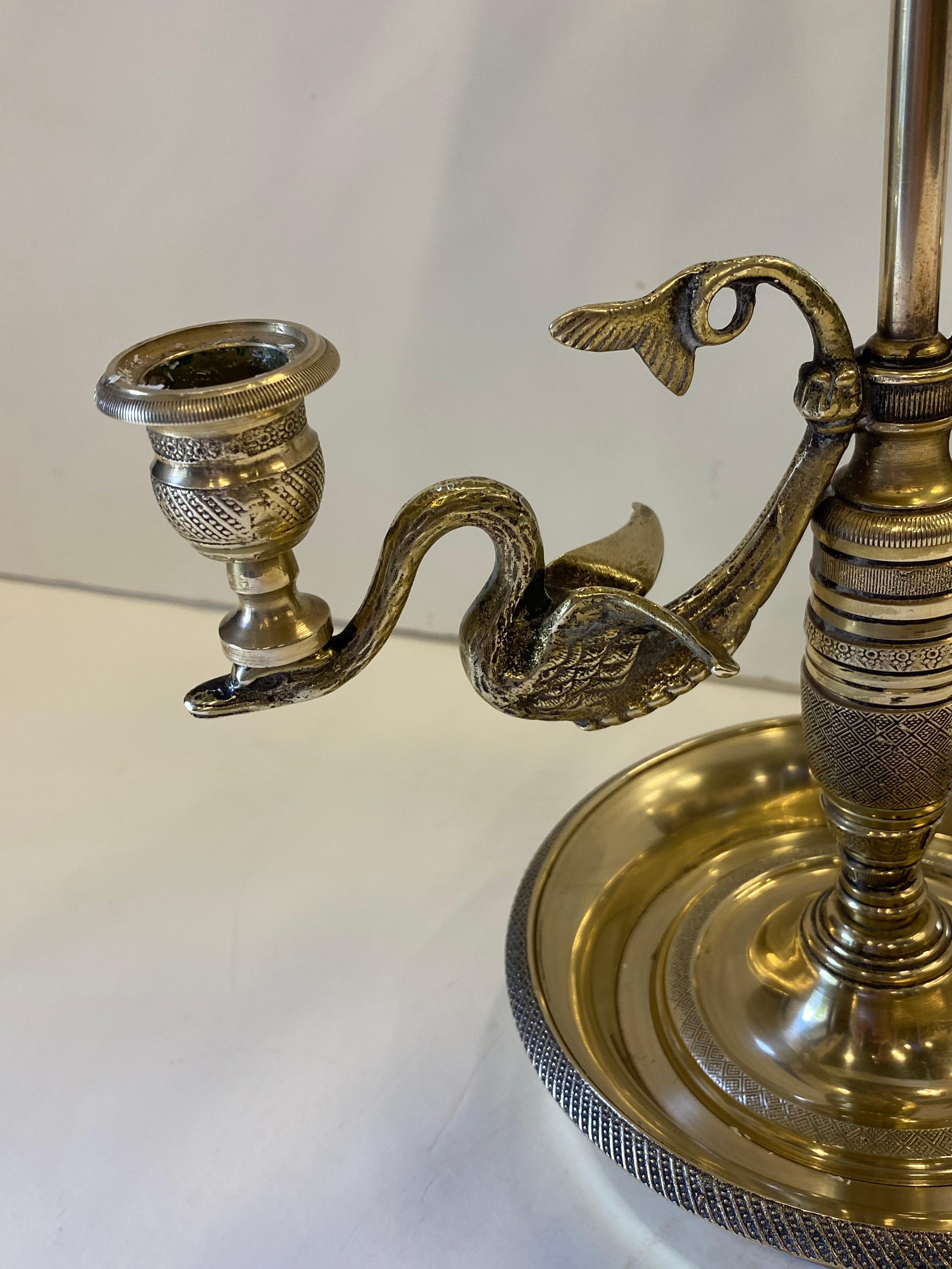 Classy Vintage French Cast Brass Bouillette Lamp with Swans 8