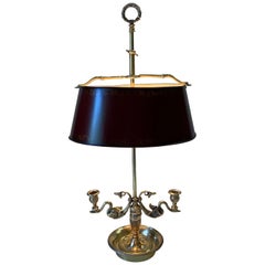 Classy Vintage French Cast Brass Bouillette Lamp with Swans