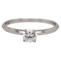 Classy White Sapphire Solitaire Ring in Solid 14K White Gold Round 5mm