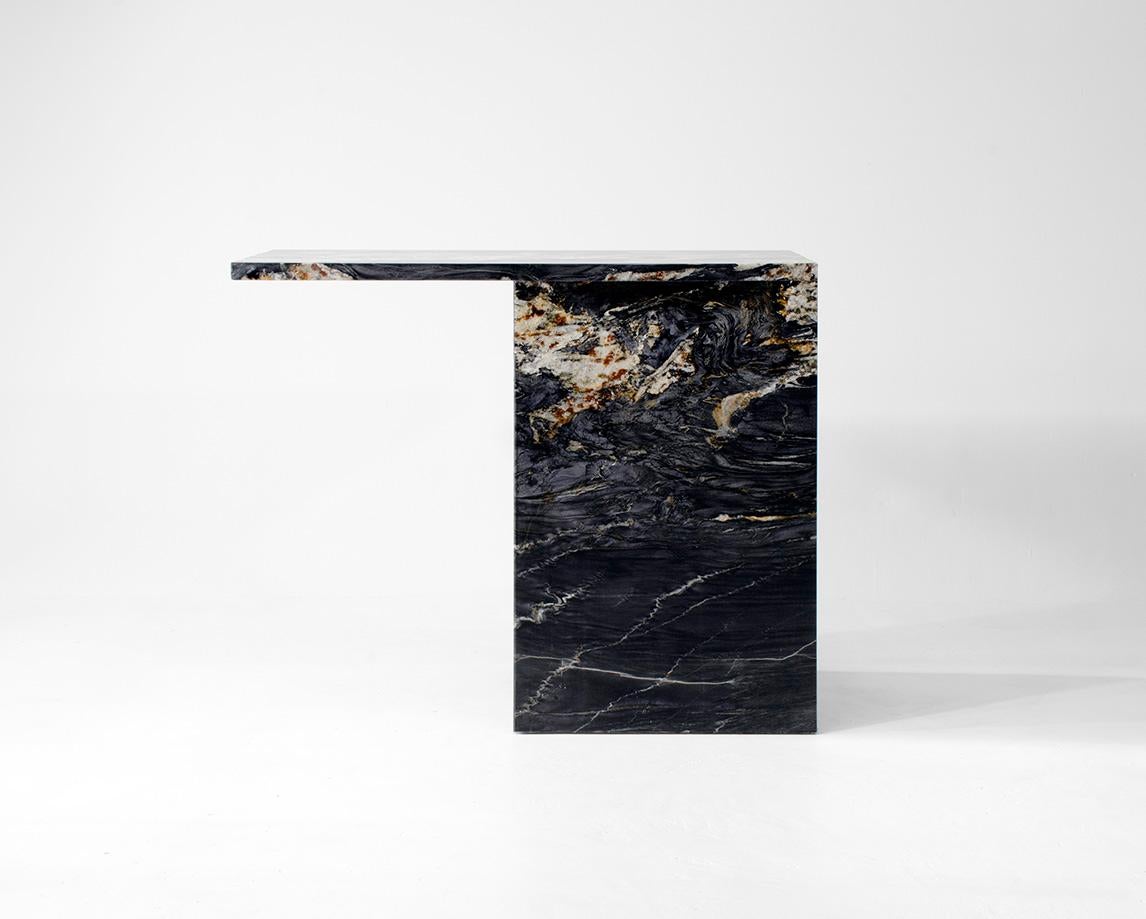 Modern Claste and So I Stand Console in Belvedere Black Marble For Sale