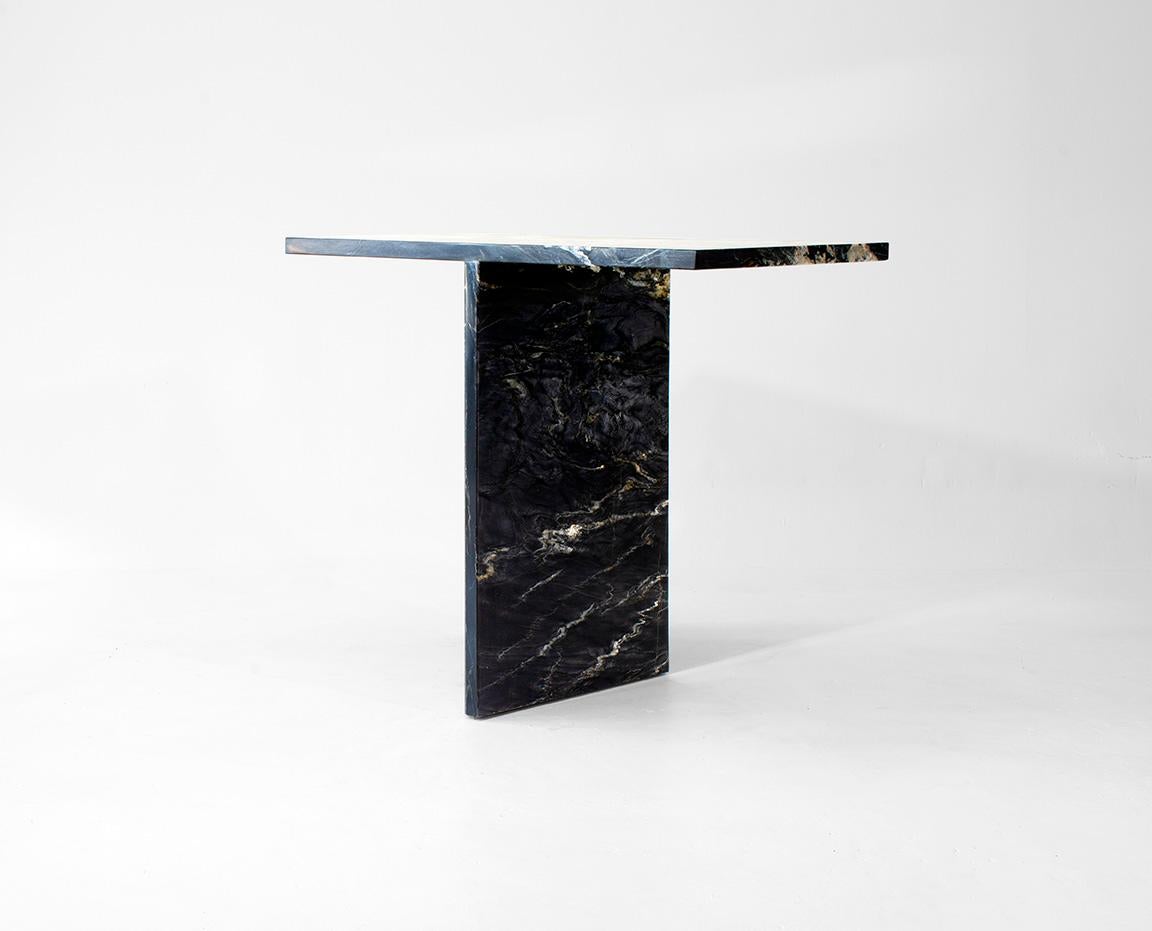 Canadian Claste and So I Stand Console in Belvedere Black Marble For Sale