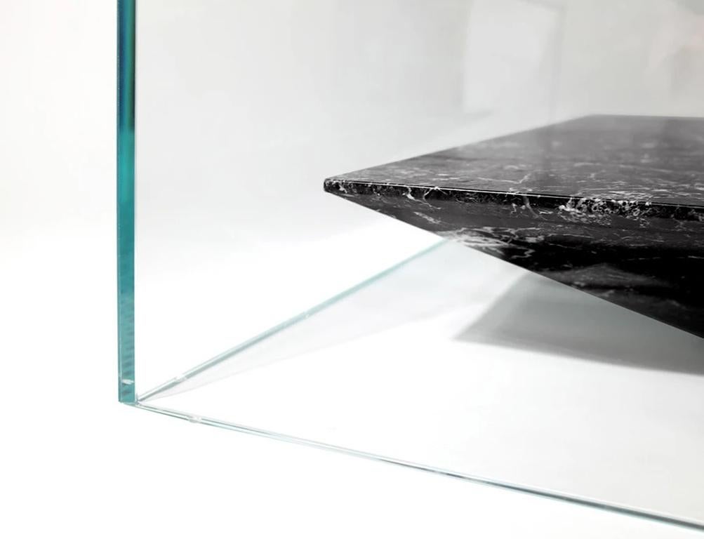 Modern Claste at Swim, Two, Tables in Glass with Belvedere Black Marble For Sale