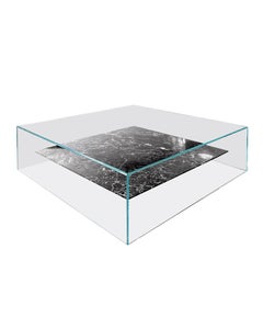 Claste at Swim, Two, Tables in Glass with Belvedere Black Marble