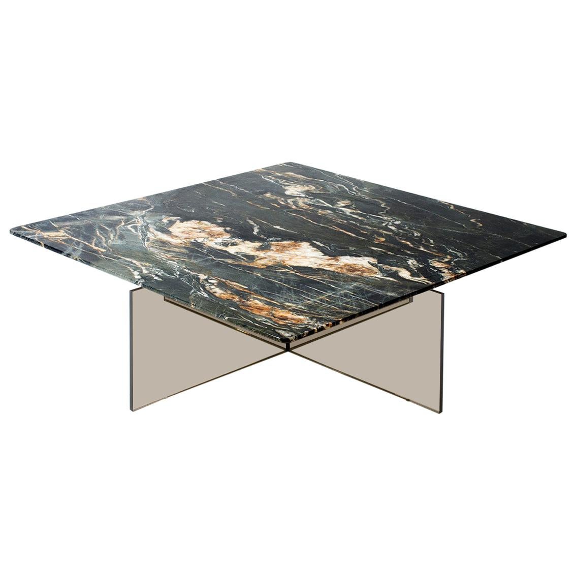 Claste Beside Myself Large Coffee Table in Belvedere Black Marble and Glass Base