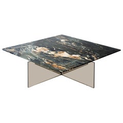 Claste Beside Myself Large Coffee Table in Belvedere Black Marble and Glass Base