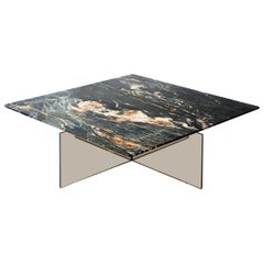 Claste beside Myself Medium Coffee Table in Belvedere Black Marble & Glass Base