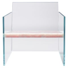 Claste How Fragile This Love Lounge Chair in Glass and Pink Onyx Marble