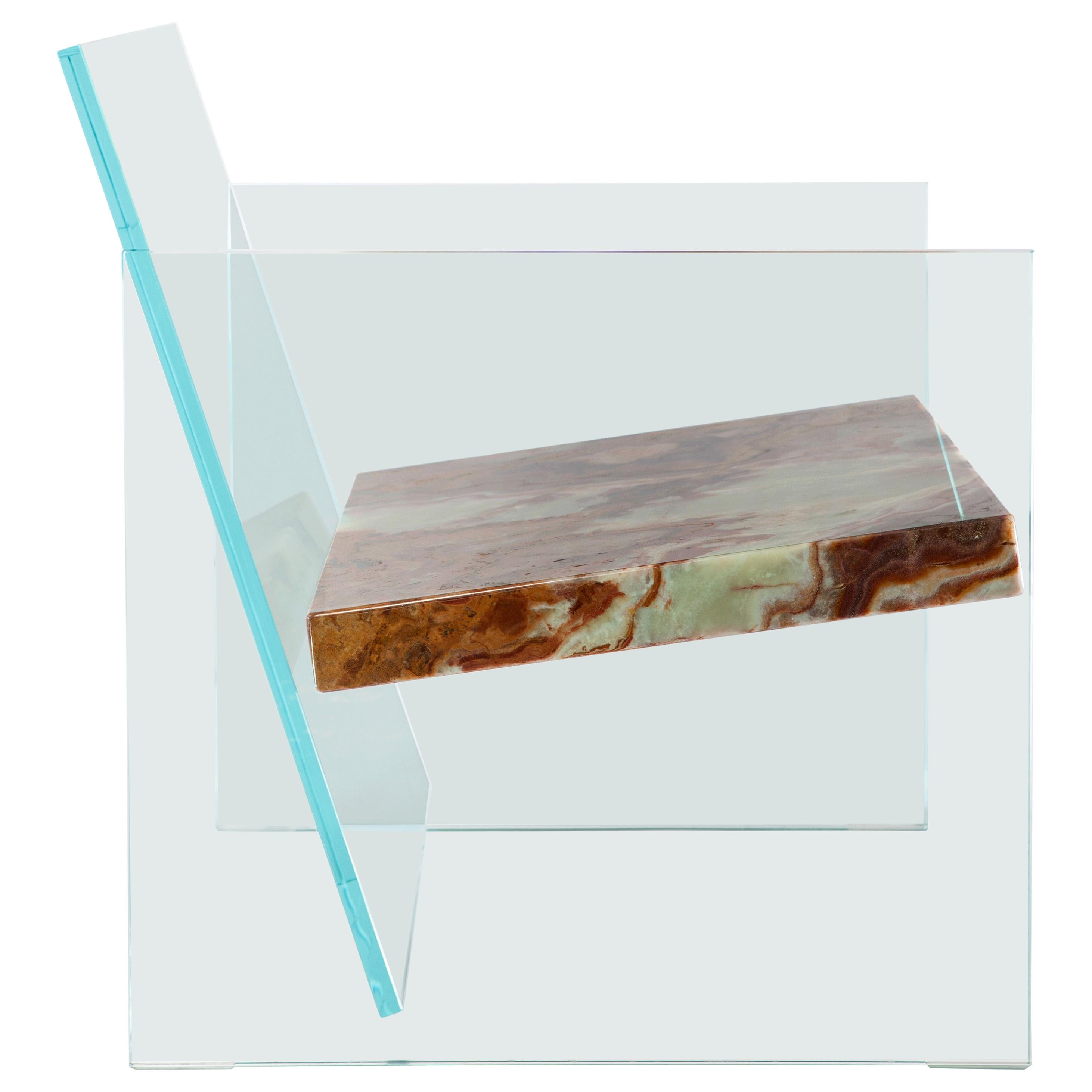 Claste How Fragile This Love:: Loungesessel aus Glas mit Verde Alpi-Marmor