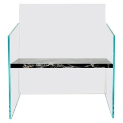 Claste How Fragile This Love-Thin Chair in Glass with Belvedere Black Marble