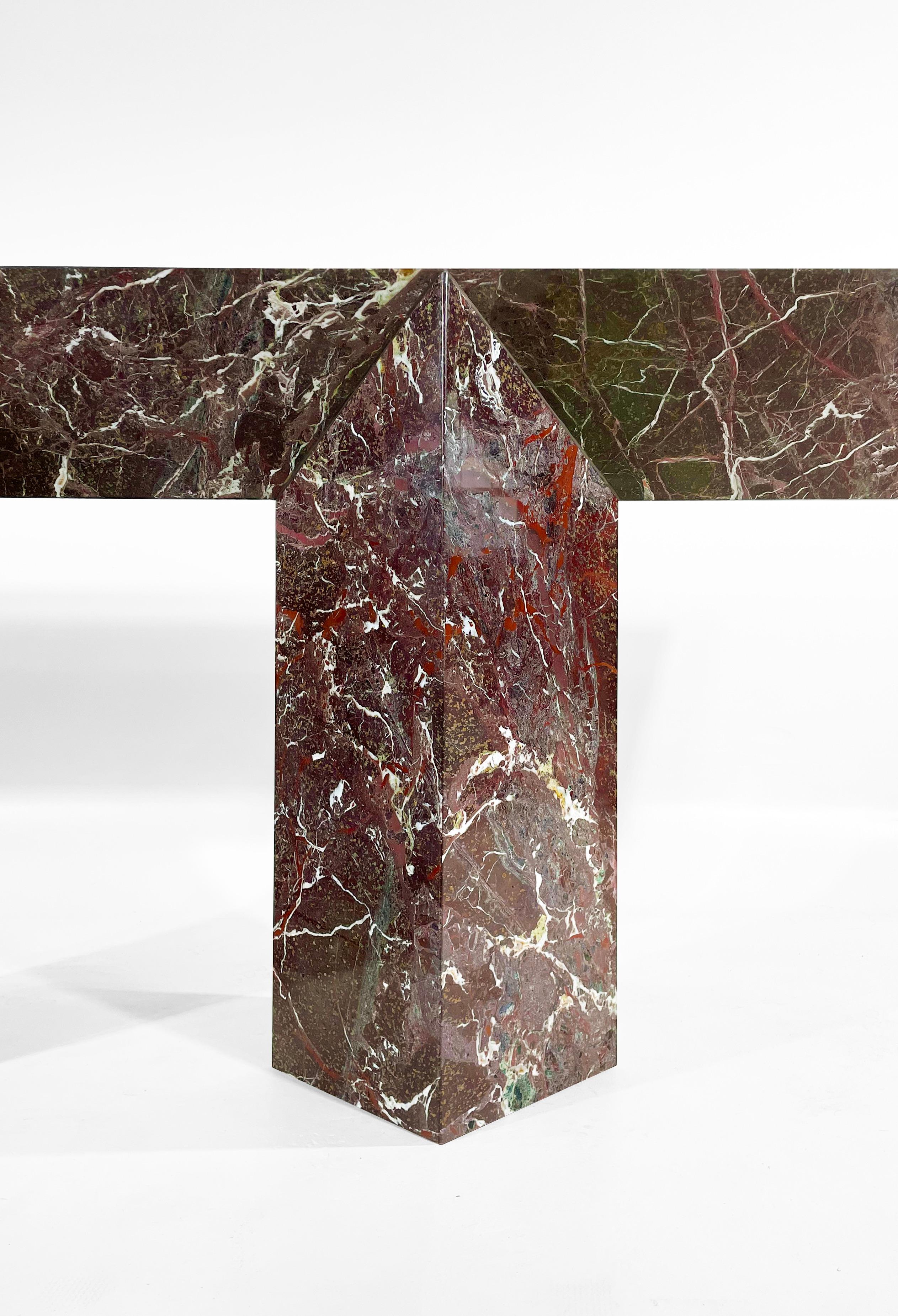 Modern Claste  In Love Does Truth Hide Console in Rosso Levante Marble For Sale