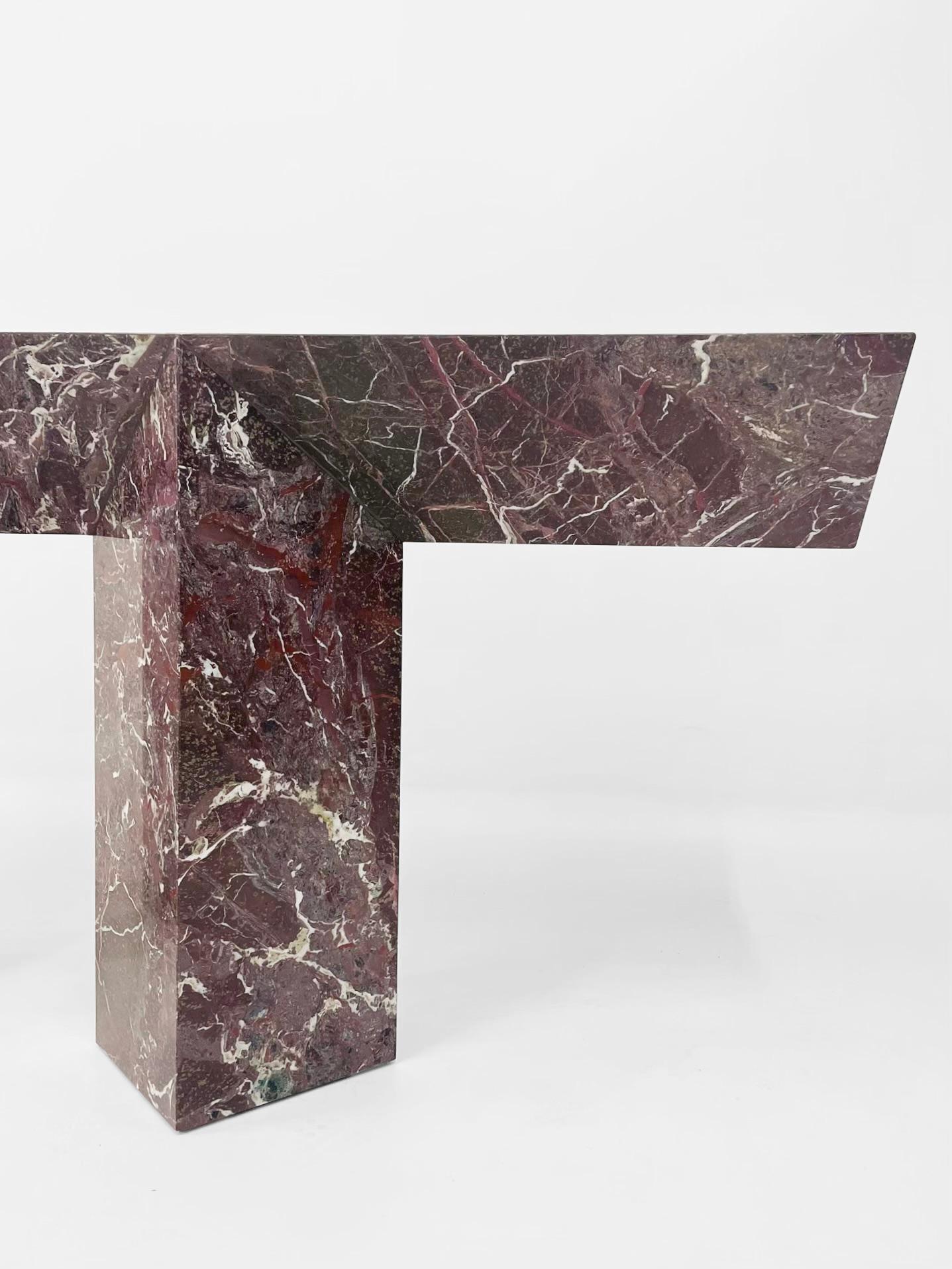 Canadian Claste  In Love Does Truth Hide Console in Rosso Levante Marble For Sale