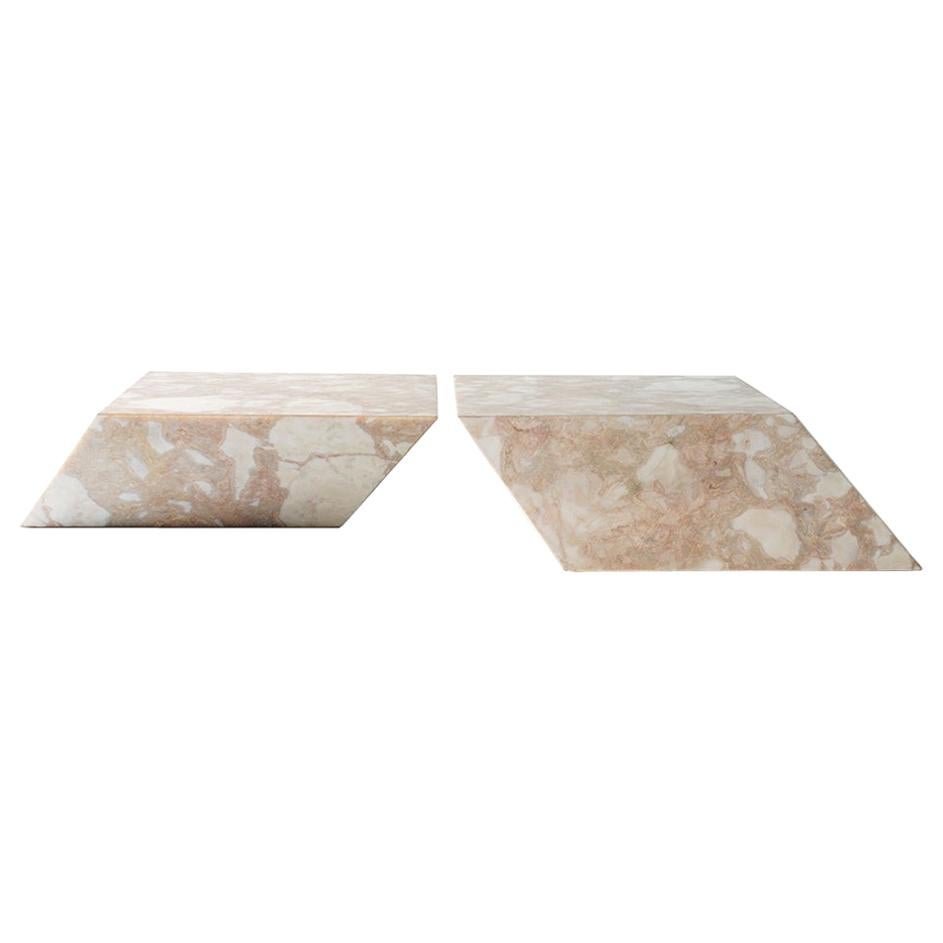 Claste Lean on Me Coffee Table in Rainbow Mist Marble For Sale