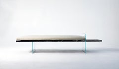 Claste Paradise Lost Bench in Glass and Belvedere Black Marble with Cushion