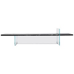 Claste Paradise Lost Bench in Glass and Belvedere Black Marble with Cushion