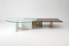 Claste Remember Me Mesa Alta Redonda de Mármol de Carrara Gioa con Tapa de Cristal