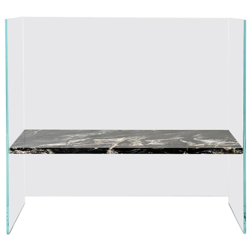 Claste So We Meet Again Large Bench in Glass with Belvedere Black Marble