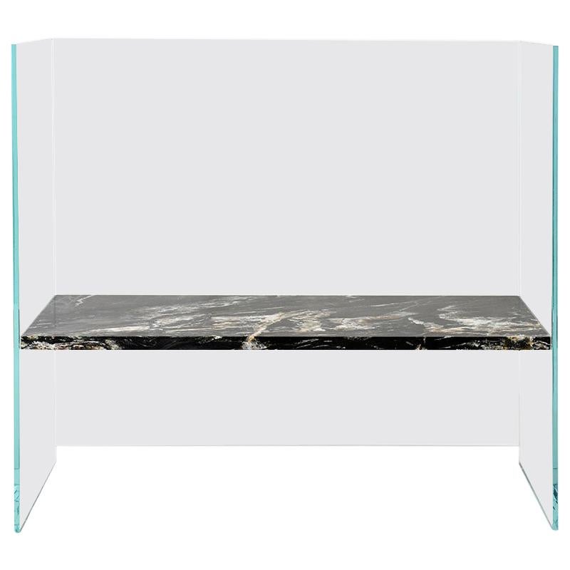 Claste So We Meet Again Medium Bench in Glass with Belvedere Black Marble For Sale