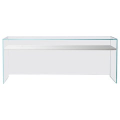 Claste to Float from Grace Console en verre ultra clair avec Carrara Gioa White