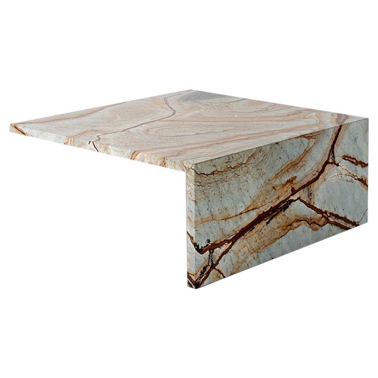 Claste Two Sides of Solitude Medium Coffee Table in Blue Mare Marble For Sale