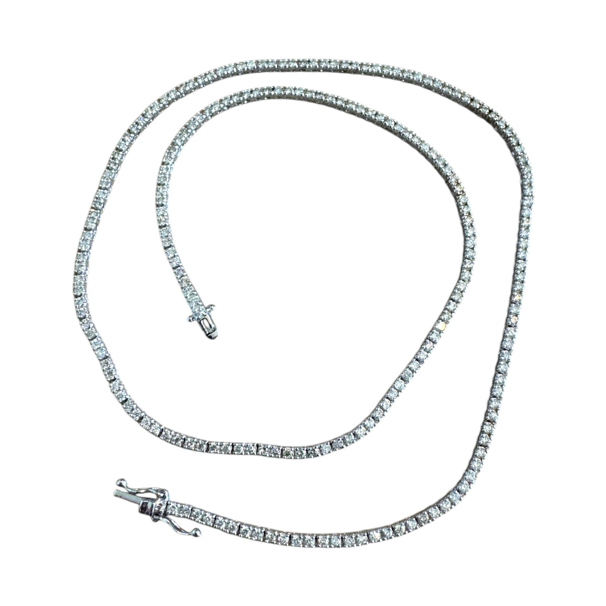 Clastic 4.5CTW Diamond Tennis Necklace 14K White Gold For Sale 1