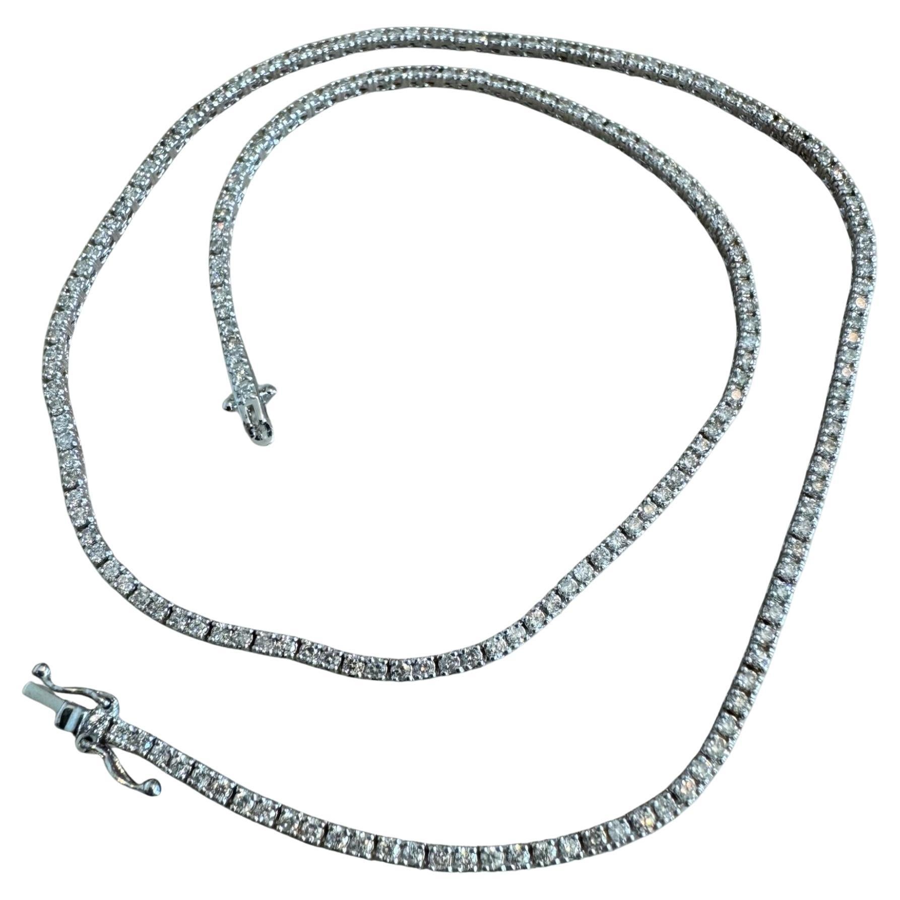 Clastic 4.5CTW Diamond Tennis Necklace 14K White Gold