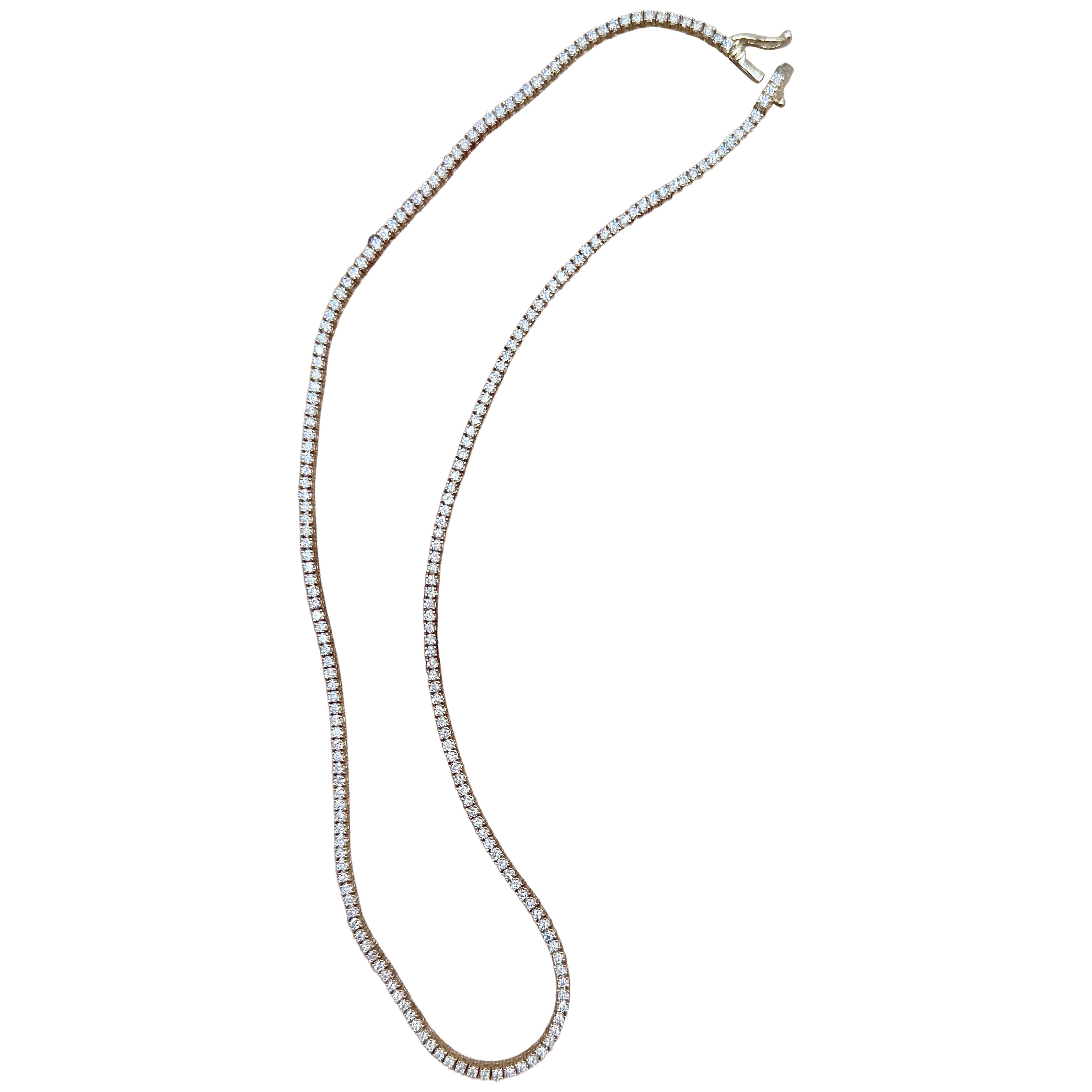 Collana tennis con diamanti Clastic 4.5CTW in oro giallo 14K in vendita