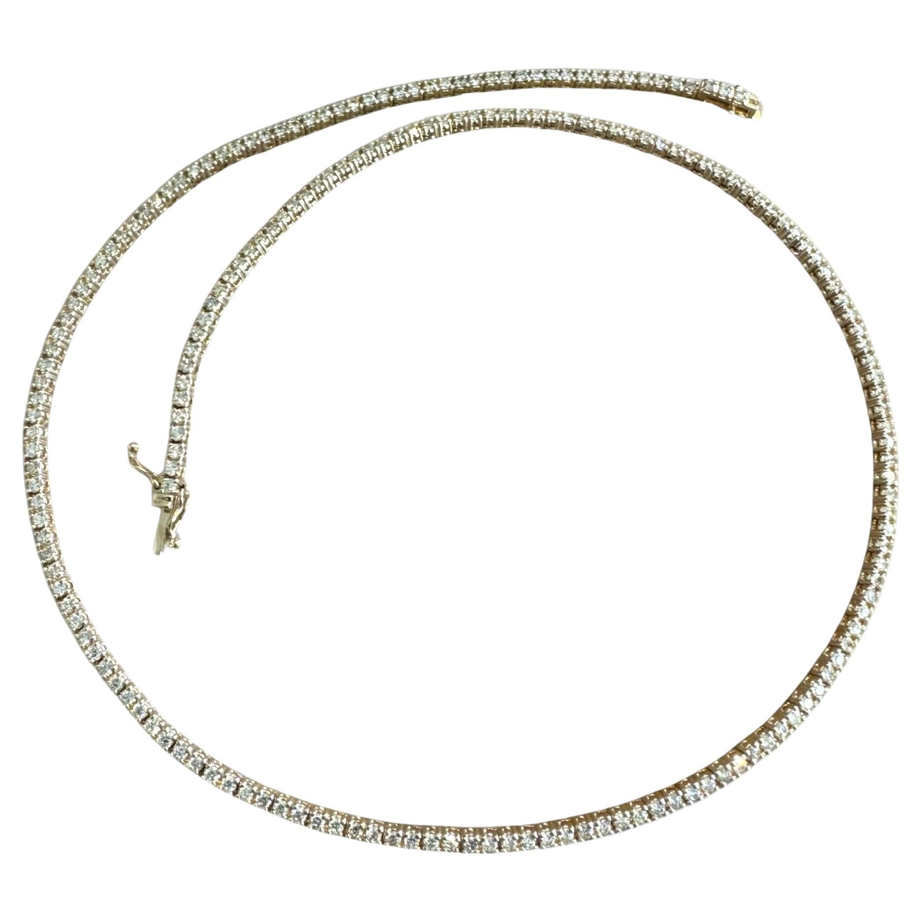 Verschluss 4,5 Karat Diamant-Tennis-Halskette 14K Gelbgold