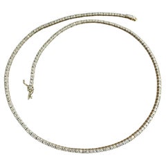 Verschluss 4,5 Karat Diamant-Tennis-Halskette 14K Gelbgold