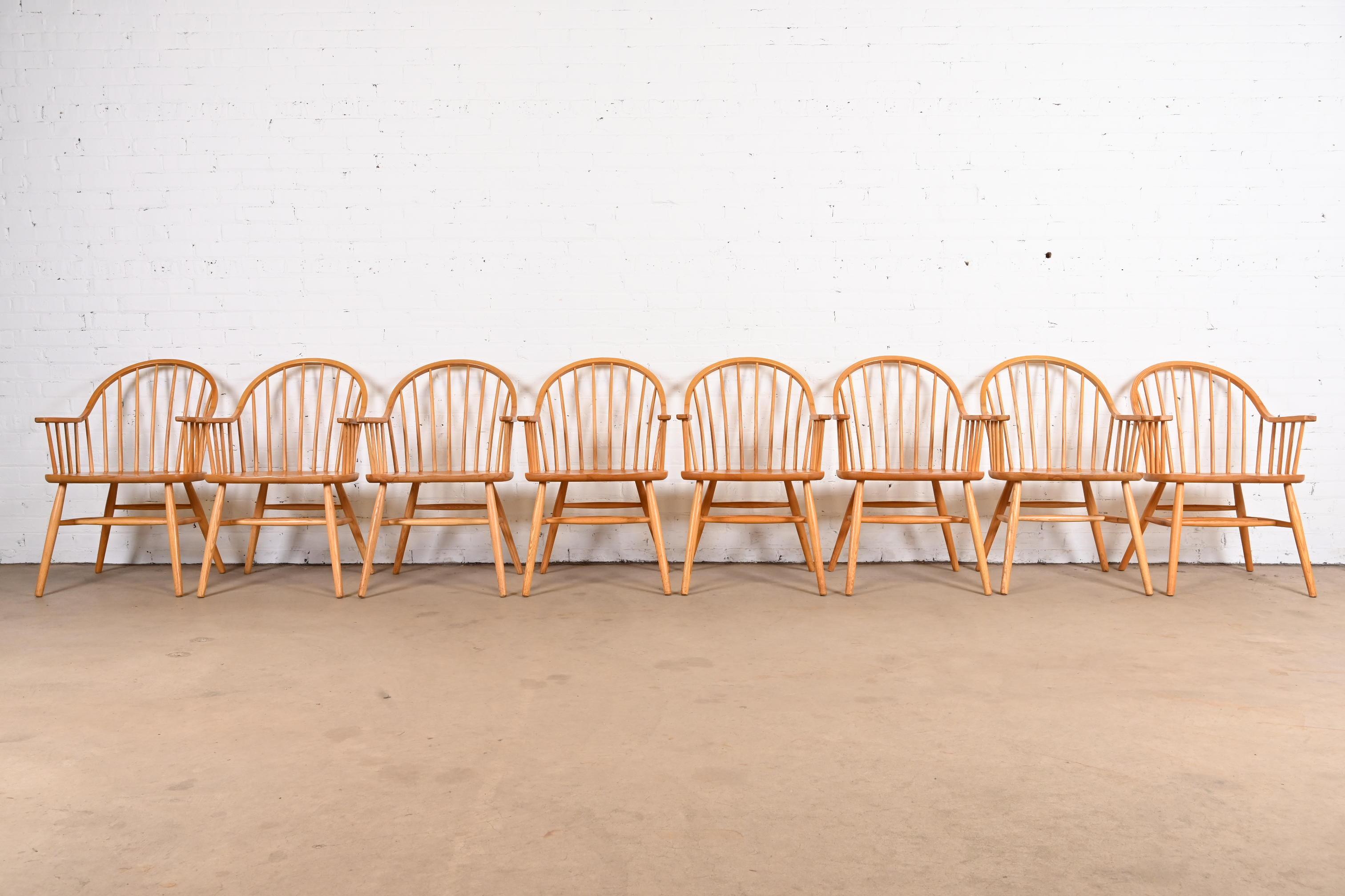 Claud Bunyard for Nichols & Stone American Windsor Oak Armchairs, Pair 9