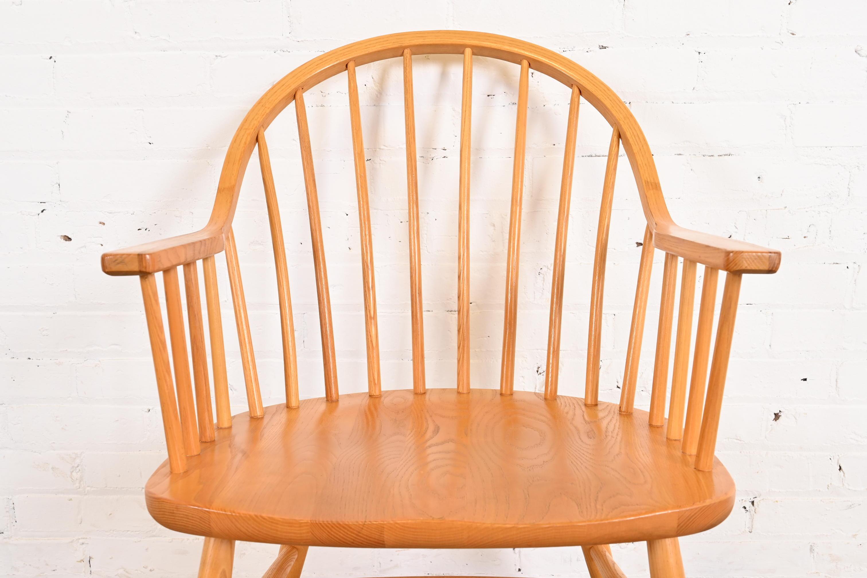 Claud Bunyard for Nichols & Stone American Windsor Oak Armchairs, Pair 4