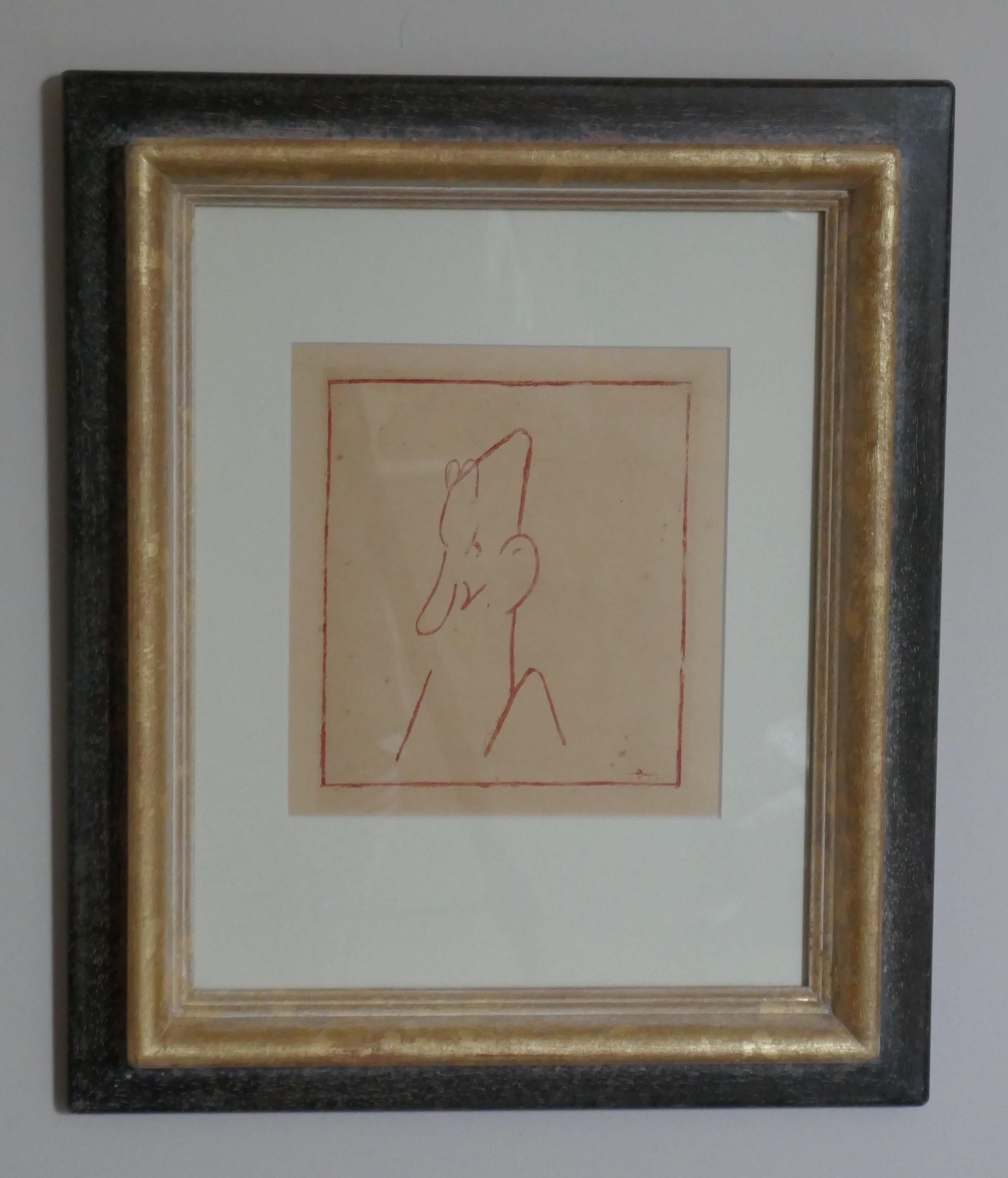 Caricature Of George Bernard Shaw - Beige Portrait Print by Claud Lovat Fraser