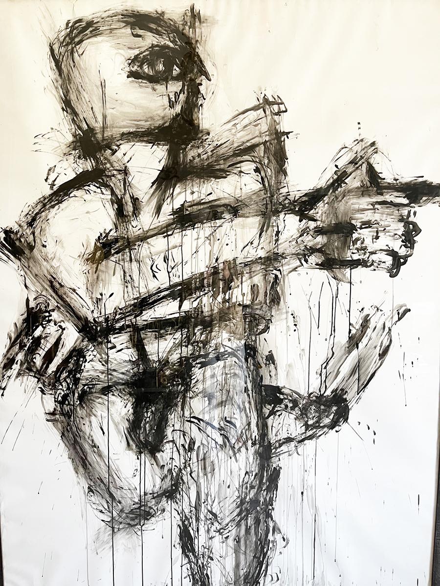 Claude Adrian Caponnetto Charcoal Unique Work Large - Art - In Good Condition For Sale In Foggia, FG
