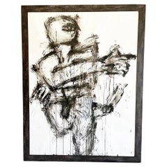 Vintage Claude Adrian Caponnetto Charcoal Unique Work Large - Art -