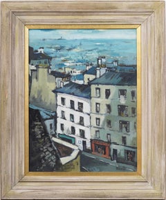 Antique French Impressionist Paris Street Scene Framed Exhibited Oil Painting