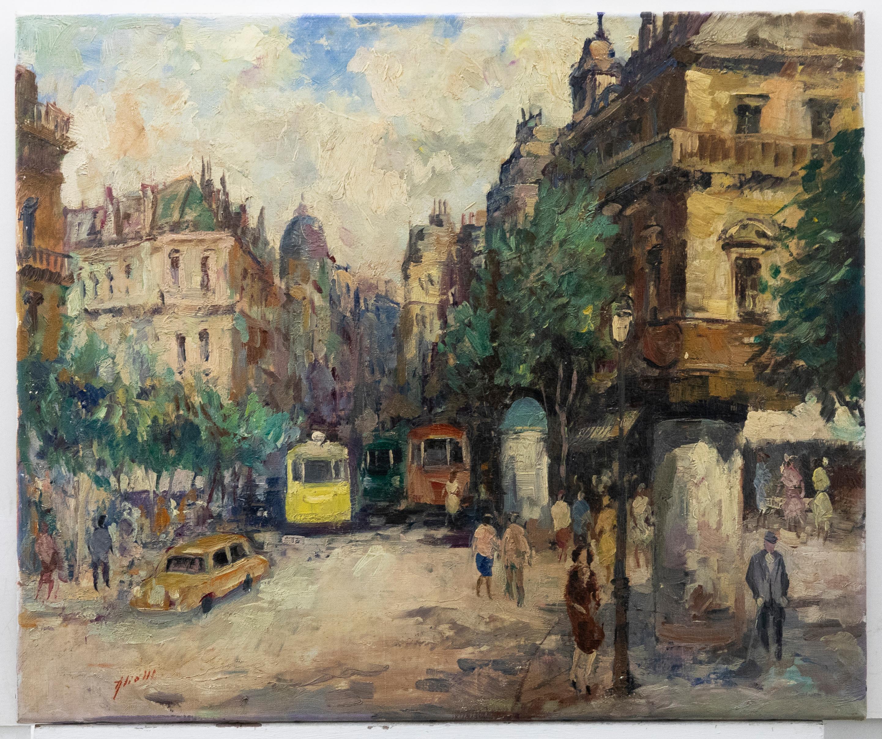 Claude Aliotti (1925-1989) - Mid 20th Century Oil, A Parisian Street Scene For Sale 1
